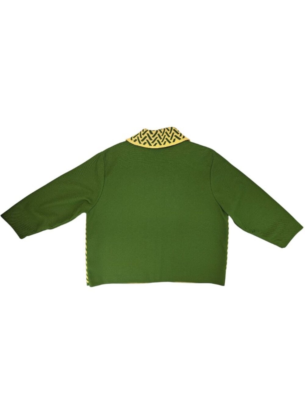 Vintage Green Yellow Polyester Knit Cardigan Sweater Chevron Women Size XL Union - Picture 7 of 10